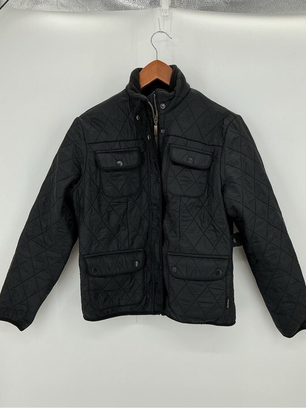 Barbour International Ariel Polarquilt Quilted Jacket Black Fleece Lined